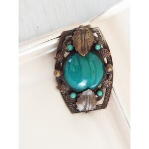 Vintage Art Deco Nouveau Peking Glass Czech Brooch